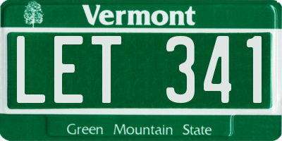 VT license plate LET341