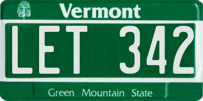 VT license plate LET342