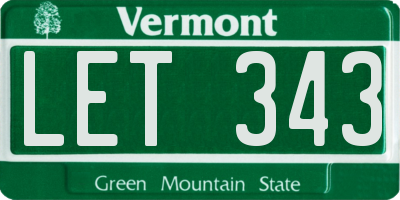 VT license plate LET343