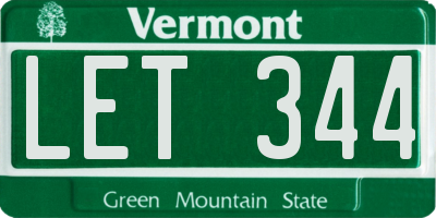 VT license plate LET344