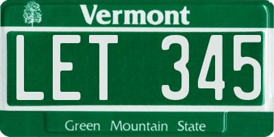 VT license plate LET345