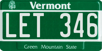VT license plate LET346