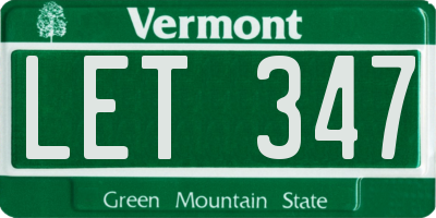 VT license plate LET347