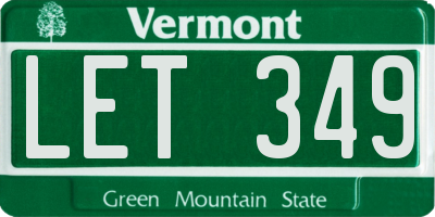 VT license plate LET349