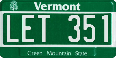 VT license plate LET351