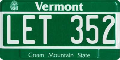 VT license plate LET352