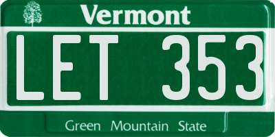 VT license plate LET353