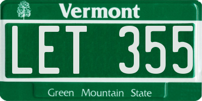VT license plate LET355