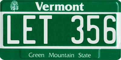 VT license plate LET356