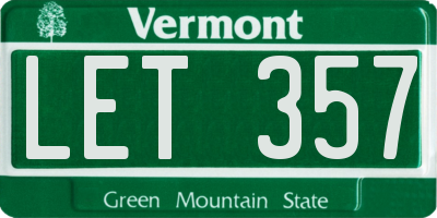 VT license plate LET357