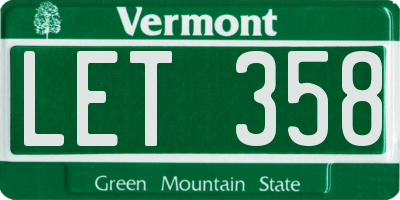 VT license plate LET358