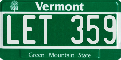 VT license plate LET359