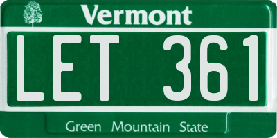 VT license plate LET361
