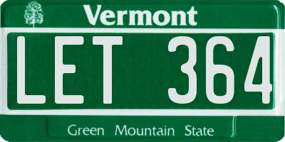 VT license plate LET364
