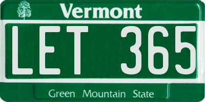 VT license plate LET365