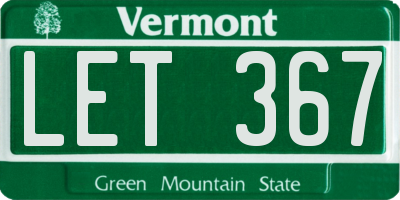VT license plate LET367