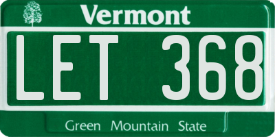 VT license plate LET368