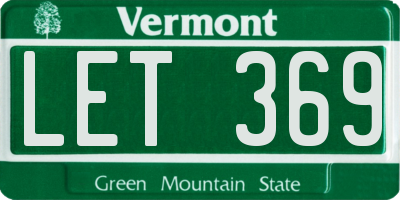 VT license plate LET369