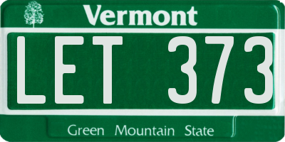 VT license plate LET373