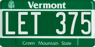 VT license plate LET375