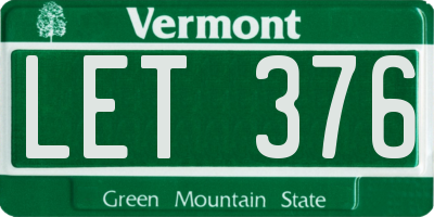 VT license plate LET376