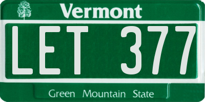 VT license plate LET377