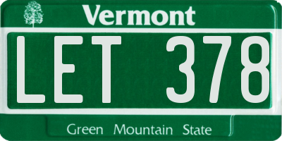 VT license plate LET378