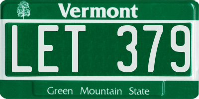 VT license plate LET379