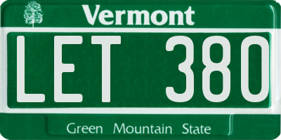 VT license plate LET380