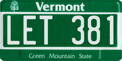 VT license plate LET381