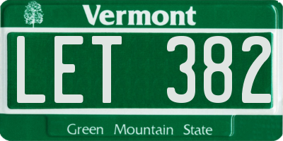 VT license plate LET382