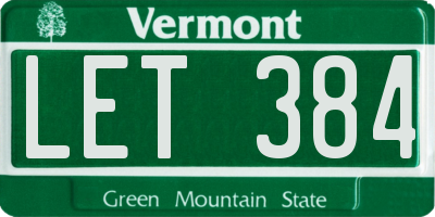 VT license plate LET384