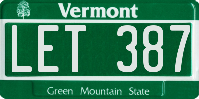 VT license plate LET387