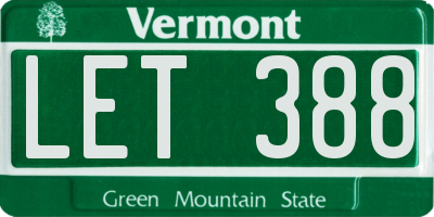 VT license plate LET388