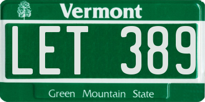 VT license plate LET389
