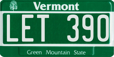 VT license plate LET390