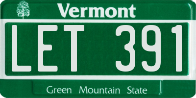 VT license plate LET391