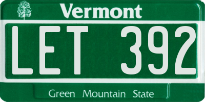 VT license plate LET392