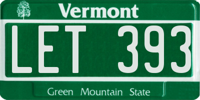 VT license plate LET393