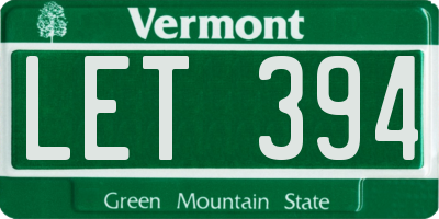 VT license plate LET394