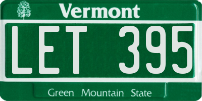 VT license plate LET395