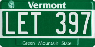 VT license plate LET397
