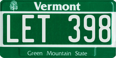 VT license plate LET398