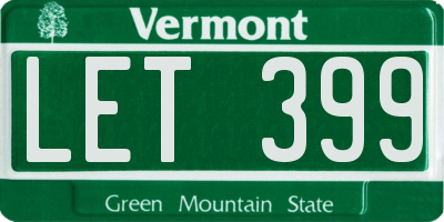 VT license plate LET399