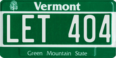 VT license plate LET404