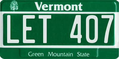 VT license plate LET407