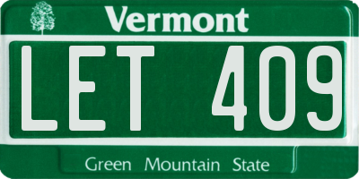 VT license plate LET409
