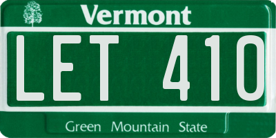 VT license plate LET410