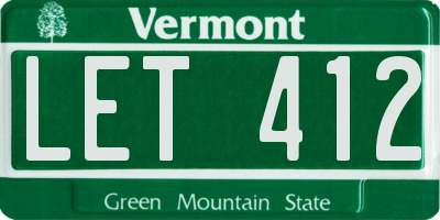 VT license plate LET412