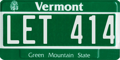 VT license plate LET414